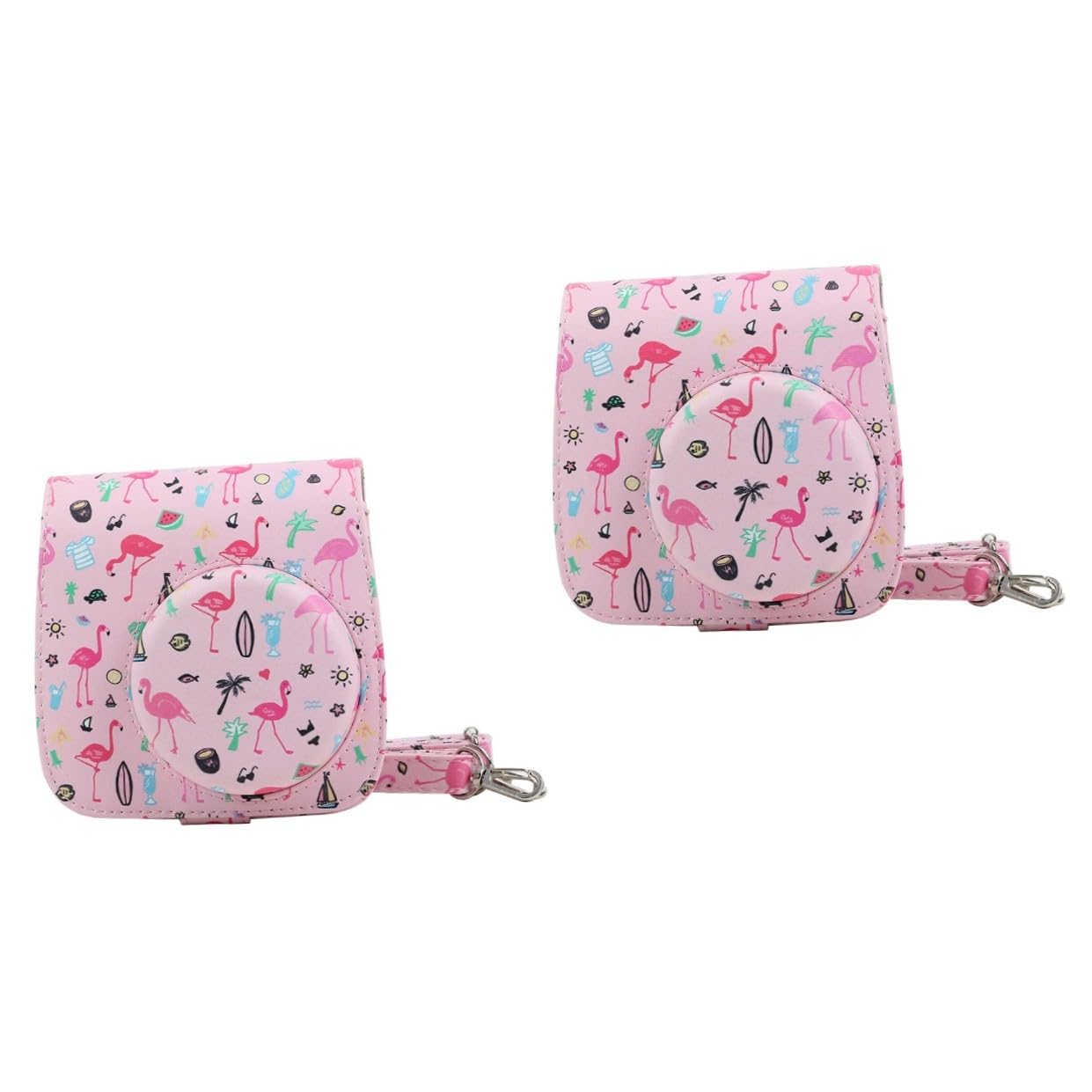 HOMSFOU 2pezzi Borsa Protettiva Pu Fotocamera Istantanea Con Tracolla Design Elegante e Facile Da Pulire Compatibile Con Mini e Rosa