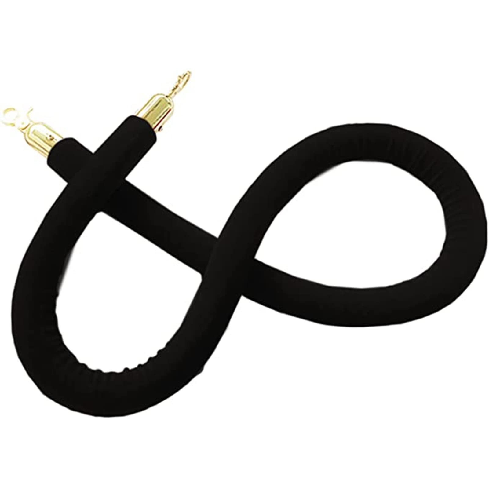 Aioneer Premium Green Velvet Rope Barrier With Hooks, 3M Long Stanchion Cords For Grand Openings, Elegant Queue Posts, Red Carpet Ropes And Stanchions-Black-6ft/185cm