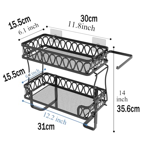 【2 Níveis】Estante Rack Sobre Vaso Sanitário, Organizador de Banheiro em Estilo Clássico Rústico para