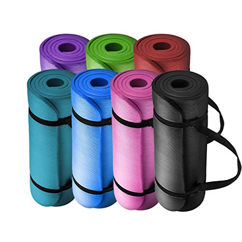 HemingWeigh 1/2-Inch Extra Thick High Density Exercise Yoga Mat with Carrying Strap for Exercise, Yoga and Pilates (3 Pack Combo) - Thumbnail 4