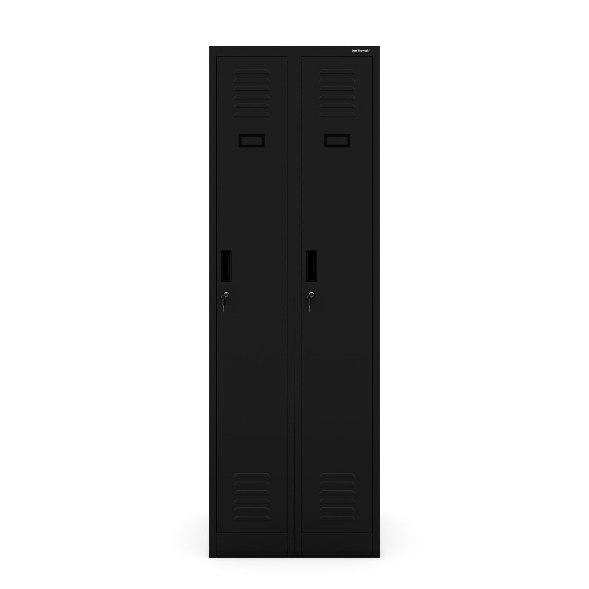 Jan Nowak Armoire Vestiaire Metallique 2B1AS Casier en Métal 2 Compartiments cloison Revêtement en Poudre 180 cm x 60 cm x 50 cm Noir