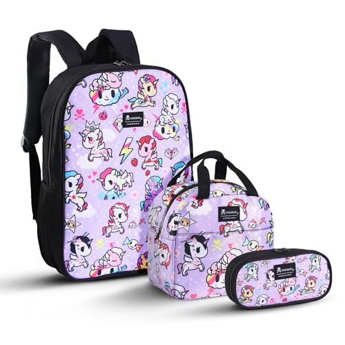 Tokidoki Mochila feminina leve de anime Backpack à prova d'água para laptop, Roxa, P