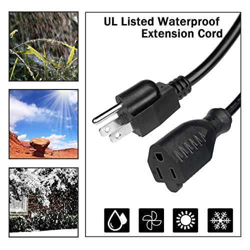 6 Ft Indoor Outdoor Black Extension Cord Waterproof 16