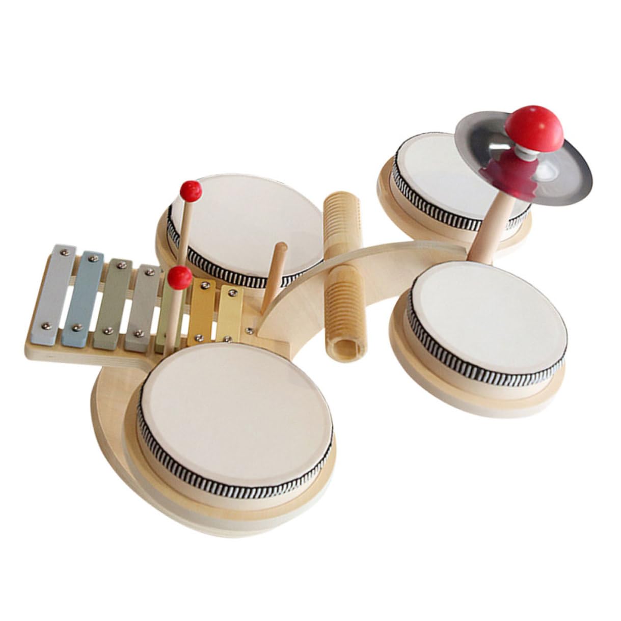 Batería de Madera para Niños, Juguete Educativo Musical, 1 Pieza | Juego de Batería Infantil, Instrumento de Aprendizaje, para Niño y Niña, Obsequio de Cumpleaños, Estilo Jazz