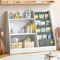 Garden 4 you Kids' Bookshelf Wooden Childrens Bookcase,kids storage Book Rack for kids room,nursery shelf and toy storage unit for Books, Bedroom, Playroom, Storage Organizer (white)