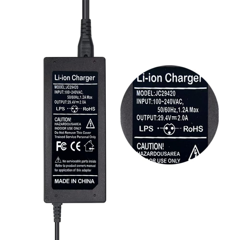 Chargeur 29,4V 5A Pour Batterie Lithium 24V/25,9V – XLR 3 Broches, Protection Multiple, Voyant LED – Pour Vélo Électrique Et Scooter