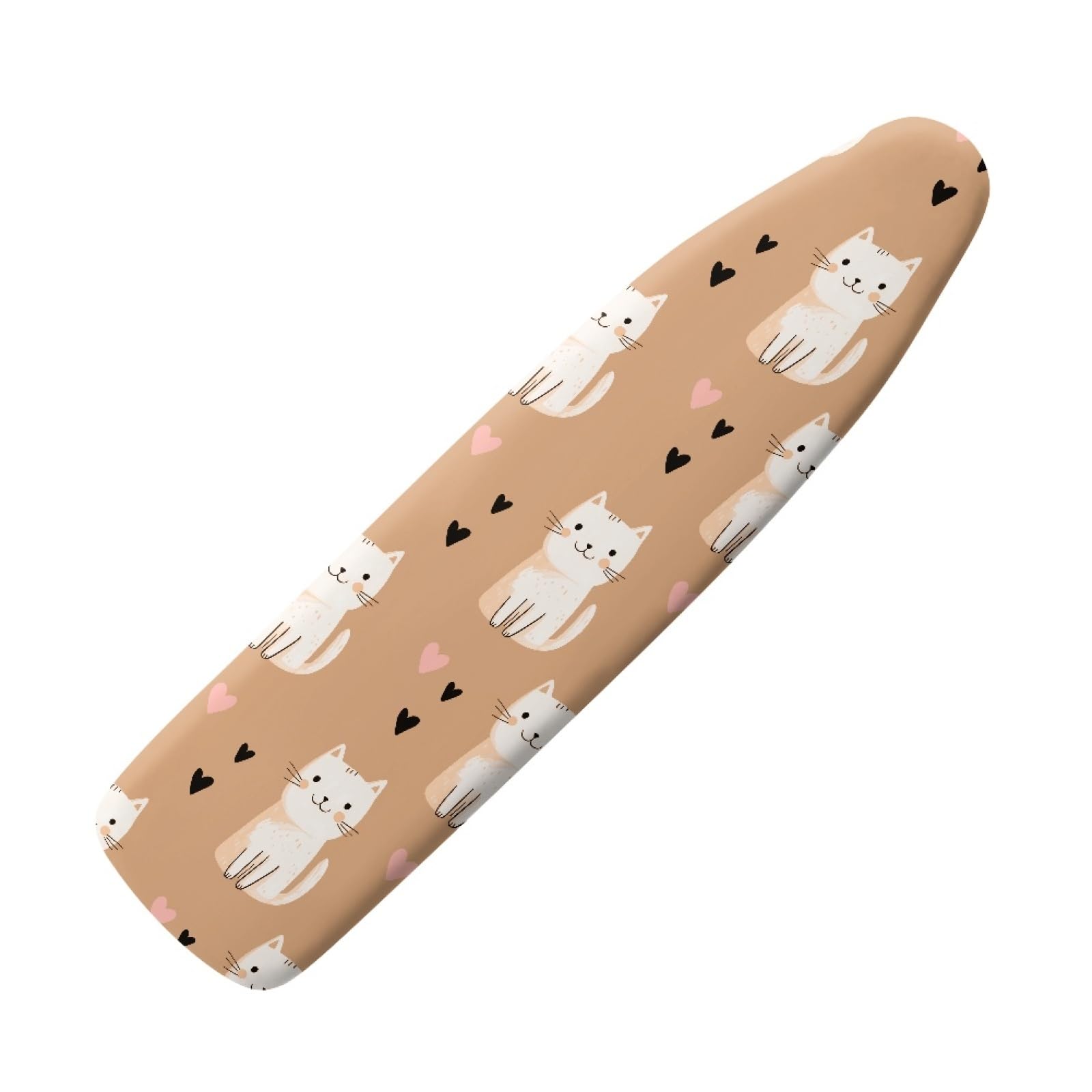 Elasticated Ironing Board Covers 125 X 45 Beige Cat Universal iron board covers and Padding,Adjustable Fastener,Durable,Washable,Easy to Install,Slip-resistant and heat-resistan