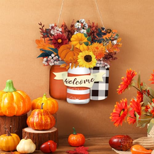 Spiareal-Fall-Decor-Wood-Fall-Door-Sign-Pumpkin-Thanksgiving-Welcome-Sign-for-Front-Door-Autumn-Wooden-Wreath-Farmhouse-Porch-Decorations-for-Front-Door-Outdoor Spiareal Fall Decor Wood Fall Door Sign Pumpkin Thanksgiving Welcome Sign for Front Door Autumn Wooden Wreath Farmhouse Porch Decorations for Front Door Outdoor