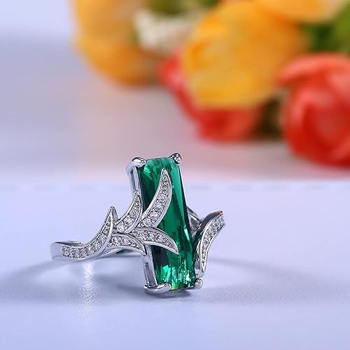 Miniatura 2 de Women's 925 Sterling Silver Ring Inlaid Square Topaz Zircon Diamond Emerald Ring Ladies Rainbow Gemstone Engagement Wedding Ring Cocktail Party
