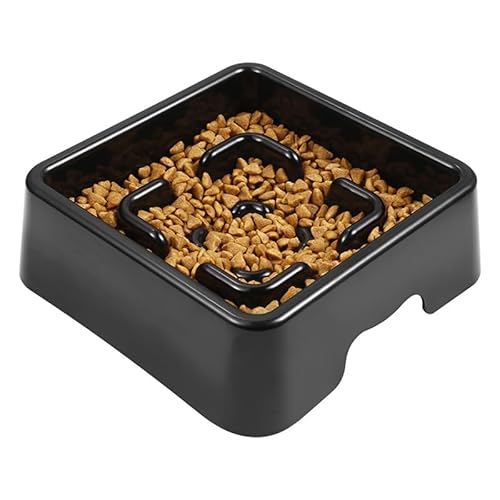 ペット スローフードボウル ペットボウル Demanca 丸型/角型 早食い防止 転倒防止 清掃簡単 健康管理 洗いやすい ペット食器 耐荷重 子犬 中型犬 大型犬対応 (M,角型)