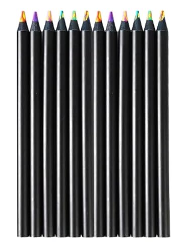 Lápis de Cor Arco-Íris Rainbow 12 Unidades – Corpo Preto e Cores Vibrantes para Criatividade