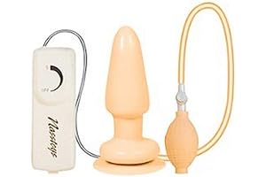 Vibrating Inflatable Butt Plug, Beige