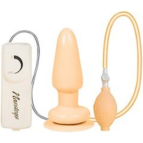 Vibrating Inflatable Butt Plug, Beige