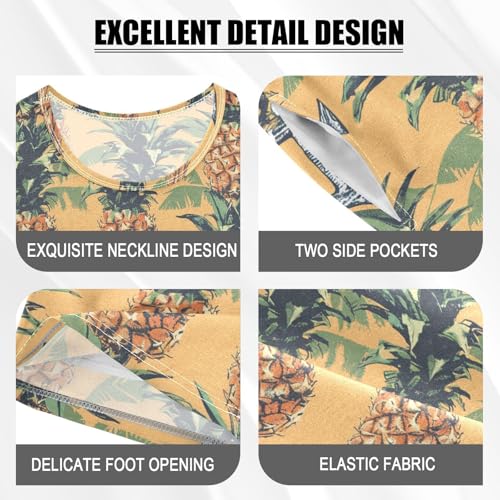 ALAZA Anchor Pineapple Pajama Set Short Sleeve Sleepwear Soft Lounge Nightwear4