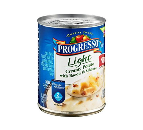 Image of Progresso Light Creamy Potato with Bacon & Cheese Soup, 18.5 oz | Half Cup of Vegetables per Can, 200 Calories per Can, No Artificial Flavors, No Colors From Artificial Sources