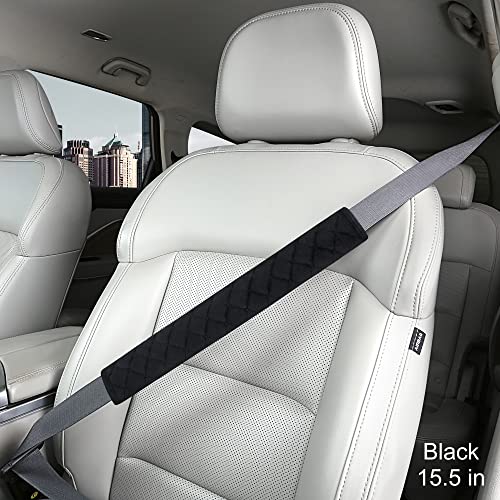 HighnessHwoo Extra Long Seatbelt Covers for Adults Kids Women & Men, Soft Car Seat Belt Strap Cushion for Sedan, SUV, Trucks, Shoulder Neck Chest Protector Pads, Auto Accessories, 1pc, Black, 15.5in - Image 3