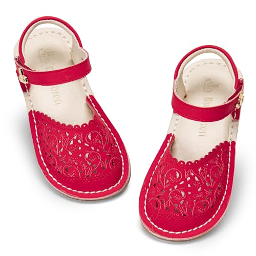 Image of THEE BRON Toddler Floral Cutout Closed Toe Sandals for Girls Breathable Summer Shoes