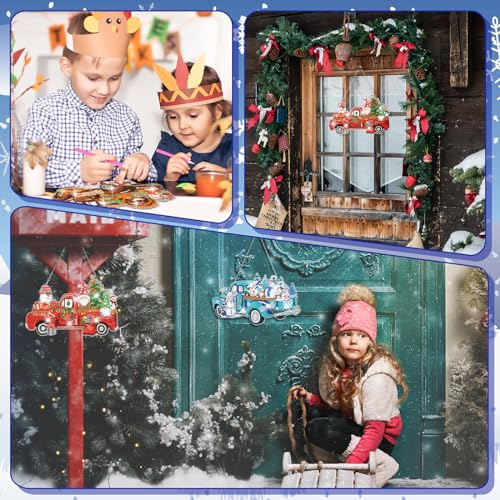 Chitidr ELE-CHITIDR-1288 6 Pcs Holiday Truck Diamond Art Wreath Crystal Painting Trucks Hanging Sign Set 4Th Of July Thanksgiving Fall Winter Christmas 5D Diy Ornaments Kits thumb #3