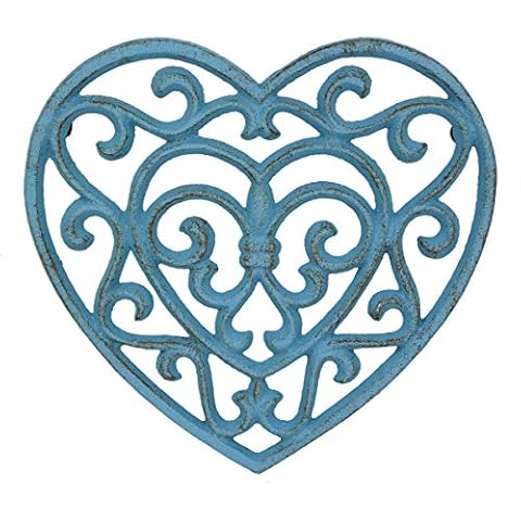 Stonebriar Country Blue Heart Shaped Trivet Cover