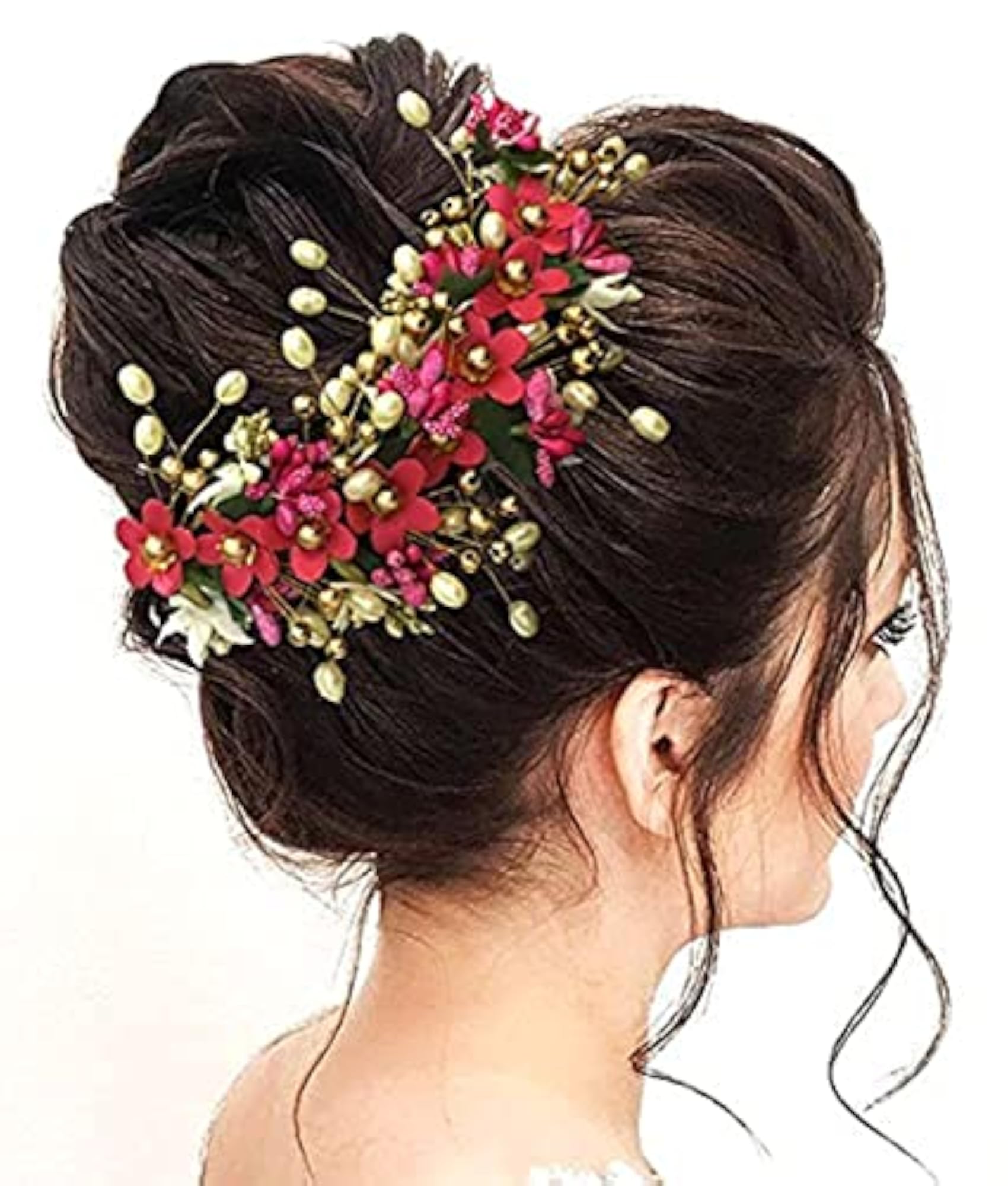 Women's Dark Pink Floral Vein Pin, Artificial Flower Accessory