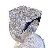 SilverDia Initial Iced Out 2 Ct Baguette & Round Cut Diamond Classic Luxury Men's Hip Hop Rings 14K