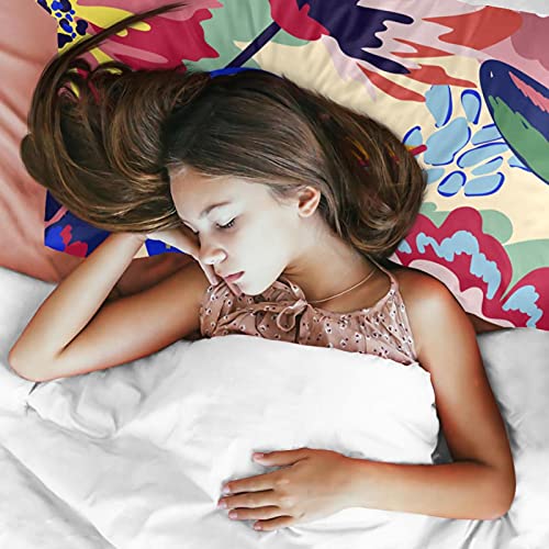 Parure de lit avec housse de couette motif floral abstrait drap lit deux personnes - 4