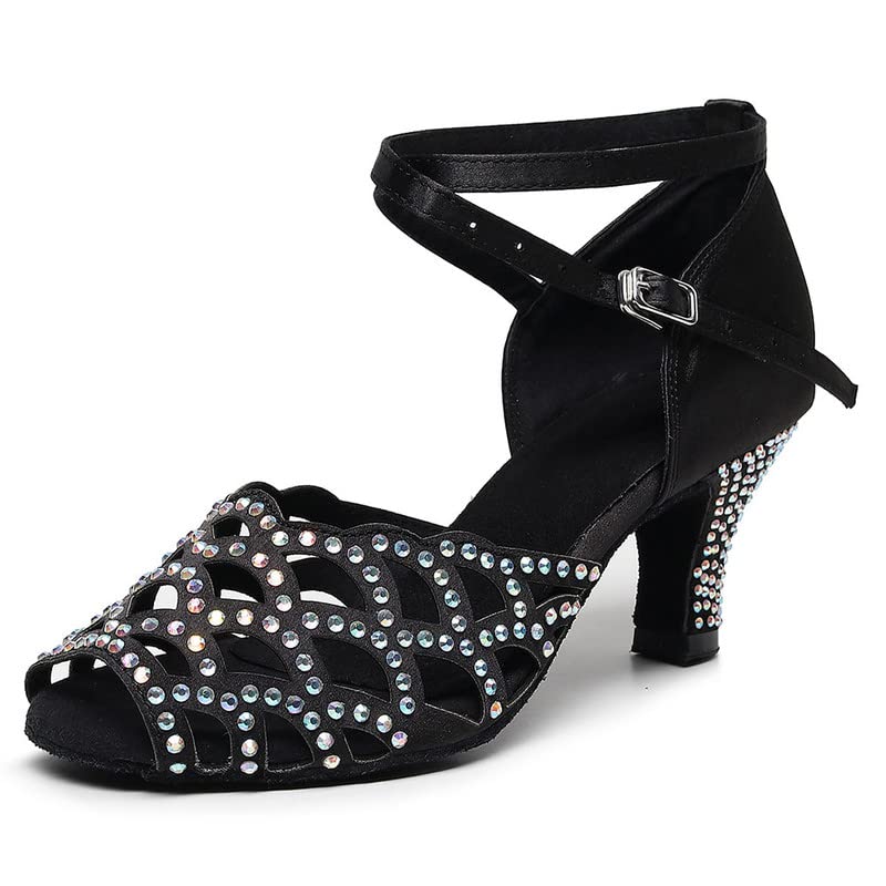 Chaussure femme danse de salon talon latin strass modèle QJW-Z007