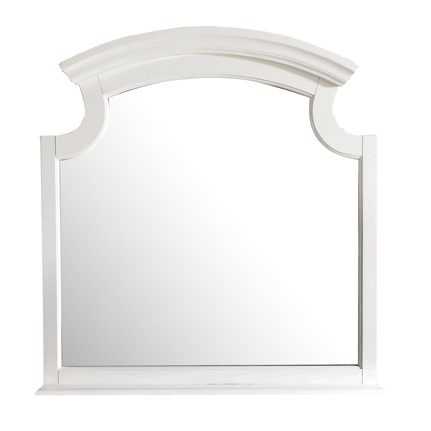 Arch Framed White Dresser Mirror - 43x44 Stylish Wood Veneer Finish