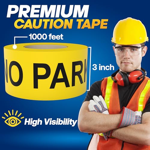 Buy MINGZE 1 Roll Safety Tape, Yellow Safety Tape With Bold Black Font Text Hazard Warning Stickers Sign Adhesive Barricade Marking Barrier Tapes Workplace Danger Areas Caution Tape 48 Mm 25 M Caution - View #8