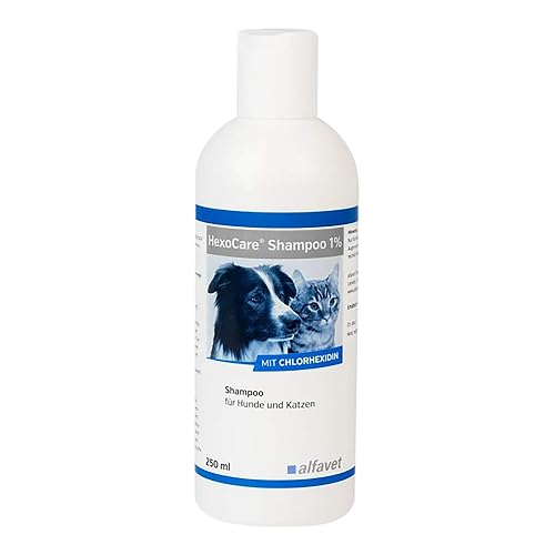 Alfavet HexoCare Champú 1% - Limpieza de la Piel y el Pelo - para Perros y Gatos - con clorhexidina - 250 ml
