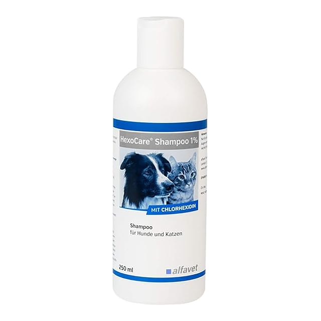 Alfavet HexoCare Champú 1% - Limpieza de la Piel y el Pelo - para Perros y Gatos - con clorhexidina - 250 ml