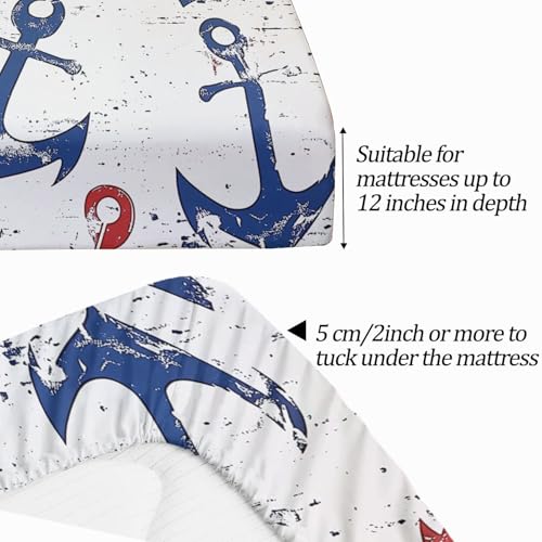 Drap housse 180x200 ne glisse pas microfibre anti-plis imprimé mer - 7