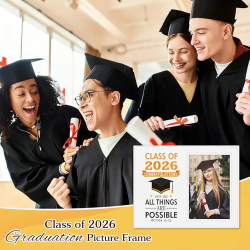 Image of FLYAB Inspirational Graduation Picture Frame - Class of 2026 Picture Frame Motivational Graduation Photo Frame for Her Him High School College Graduation Gifts for Women Men Girls Daughter Son