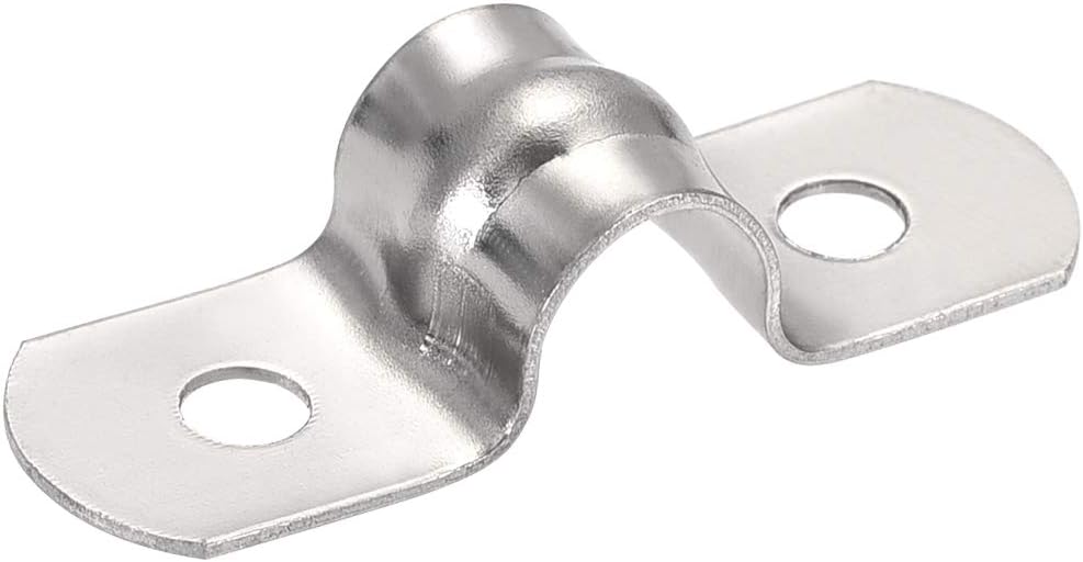 uxcell 8mm(0.3") Rigid Pipe Strap 2 Holes Tube Straps 201 Stainless Steel Tension Tube Clip Clamp 45pcs