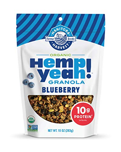 Manitoba Harvest Hemp Yeah! Granola, Blueberry, 10oz, with 10 g of Protein, 3.6 g Omegas, 3 g of Fiber and less than 10 g Sugar Per Serving, Organic, Non-GMO Manitoba Harvest Hemp Yeah! Granola, Blueberry, 10oz, with 10 g of Protein, 3.6 g Omegas, 3 g of Fiber and less than 10 g Sugar Per Serving, Organic, Non-GMO