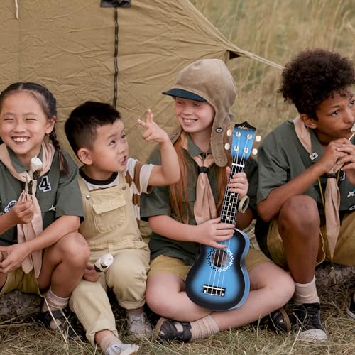 Image of ADM Ukulele for Beginners Hawaiian Wood Ukelele Kit for Kids Adult Student Starter Professional Ukalelee Pack Bundle with Free Lessons Gig Bag Strap Nylon String Tuner (Bluebrust, 21 Inch)