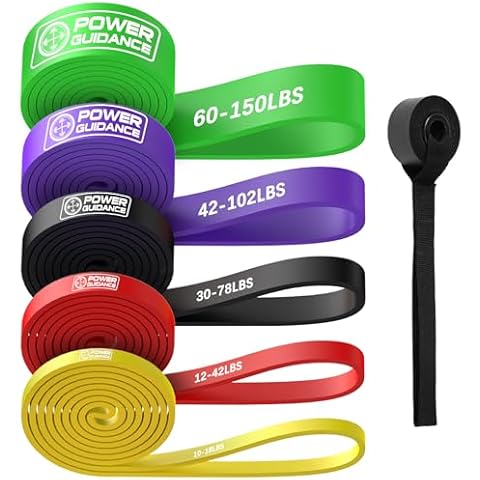 POWER GUIDANCE Resistance Bands, Set of 5 Pull Up Bands, Pull Up Assistance Bands, Exercise Bands, Resistance Bands Set for Legs, Working Out, Muscle Training, Physical Therapy, Shape Body Cover