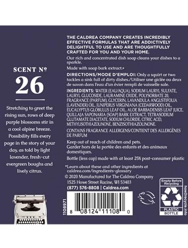 Image of Caldrea Dish Soap, Biodegradable Dishwashing Liquid made with Soap Bark and Aloe Vera, Lavender Cedar Leaf Scent, 16 oz