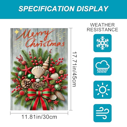 Image of BlissYard Christmas Seashell Tree Garden Flag 12x18 Inch Polyester