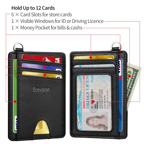 Image of Slim Minimalist Front Pocket Wallet, RFID Blocking Credit Card Holder Wallet with Detachable D-Shackle for Men Women
