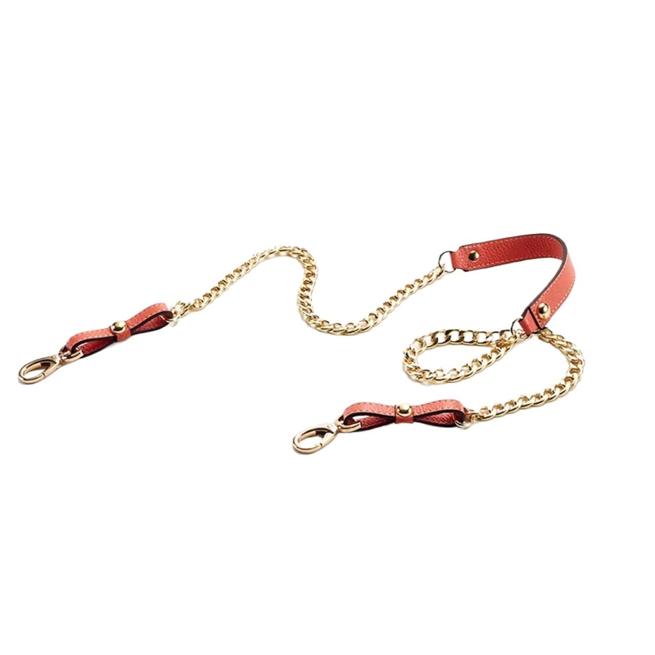 YUSUZH 1PCS 120CM Shoulder Bag Chain Aluminum with Leather Clasp Parts Buckle for Small Bag(Red)