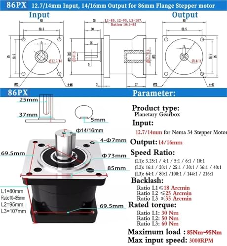 Réducteur planétaire Nema23 pour augmenter le couple moteur pas à pas - 5