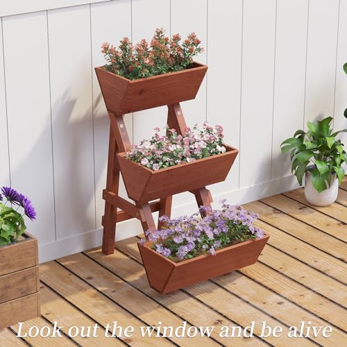 3-Tiers-Wooden-Raised-Garden-BedWood-Planter-Box-for-VegetableFlower-RackFlower-Pot-StandsIndoor-Outdoor-Gardening-Planting-Beds-Brick-red-Small 3 Tiers Wooden Raised Garden BedWood Planter Box for VegetableFlower RackFlower Pot StandsIndoor Outdoor Gardening Planting Beds Brick red Small