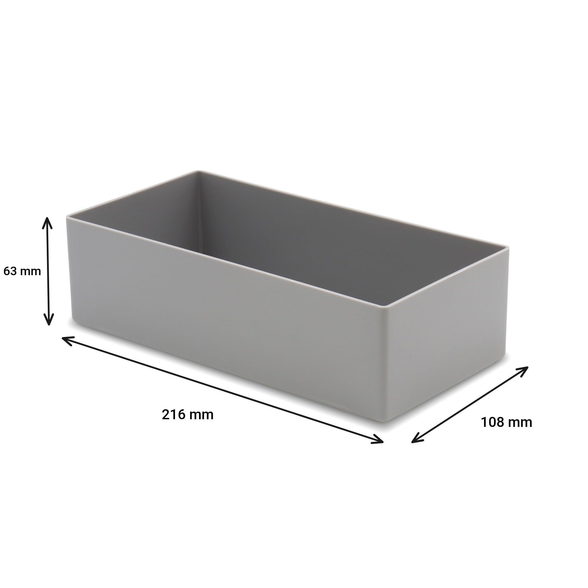 Kunststoff-Einsatzkasten Sortierbox grau 216x108x63 mm 25 Stück