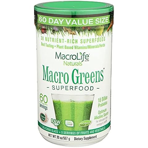 MacroLife Naturals Macro Greens Powder 38 Superfood Probiotic Antioxidant Enzyme & Herbal Supplement Immunity Energy Cleanse - Non-GMO Vegan Gluten-Free Dairy-Free - 60 Servings Cover