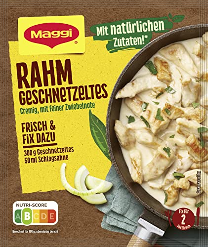 MAGGI Fix für Rahm Geschnetzeltes, Würzmischung, mit natürlichen Zutaten*, für 2 Portionen, 1er Pack (1 x 36g)