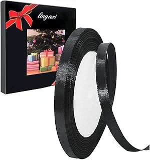 Solid Color Black Satin Ribbon 1/4 inch X 25 Yard, Ribbons Perfect for Crafts, Hair Bows, Gift Wrapping, Wedding Party Dec...