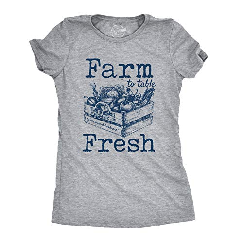 Farm to Table Shirt for Women – Fresh Produce Farmers Market Graphic Tee – Soft Cotton Blend Crewneck for Garden Days, Spring Outings and Country Lifestyle Wear Grey XXL