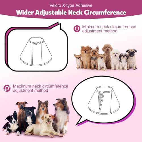 Image of Soft Dog Cone Collar After Surgery: Long Alternative Comfortable Comfy Fabric Recovery Shame Elizabethan Stop Licking Small Medium Large Dogs (Pink, S)