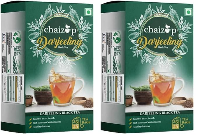 Image of Chaizup Premium Darjeeling Black Tea - 25 Tea Bags | Darjeeling Black Tea | 25 Servings | 75g (Pack of 2)